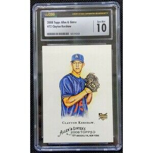 2008 Topps Allen & Ginter #72 Clayton Kershaw - Rookie Card - CSG: 10 Gem Mint